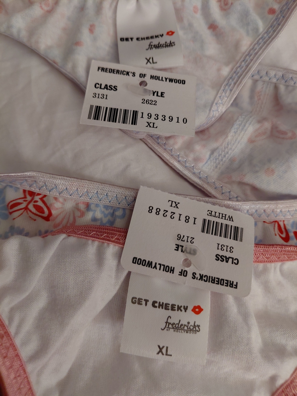 Frederick's of Hollywood White Bikini Panties with Pink Trim